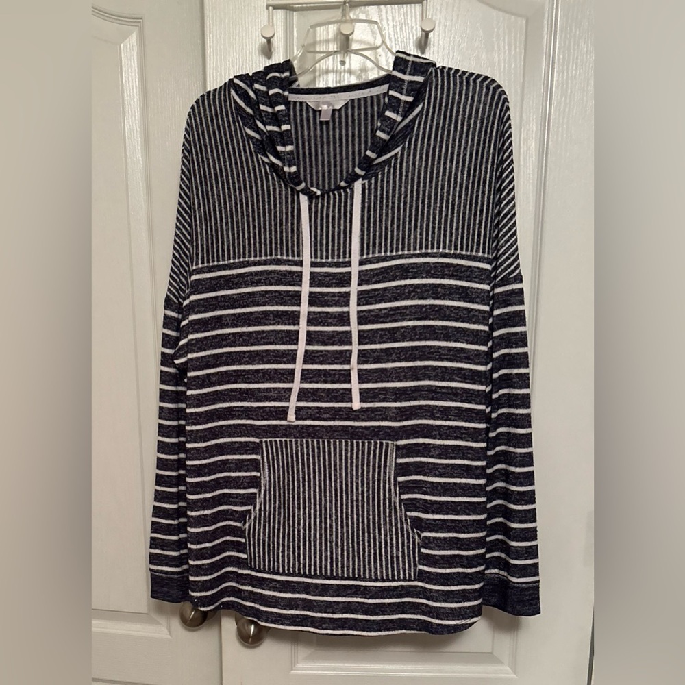 Secret Treasures Black and White Striped Hoodie